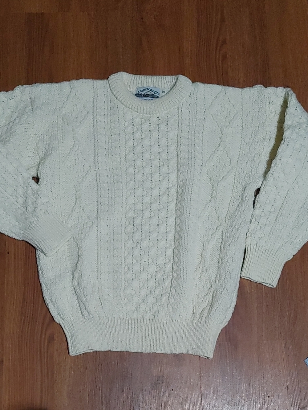 Aran Crafts Cream Cable Crewneck Sweater Ireland